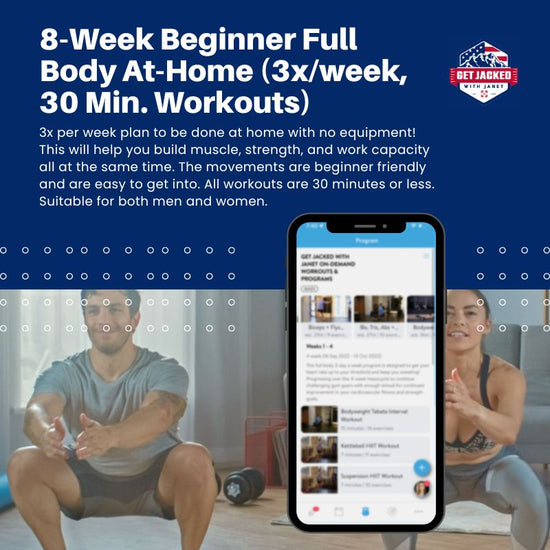 8-Week Beginner Full Body At-Home (3x/week, 30 Min. Workouts)