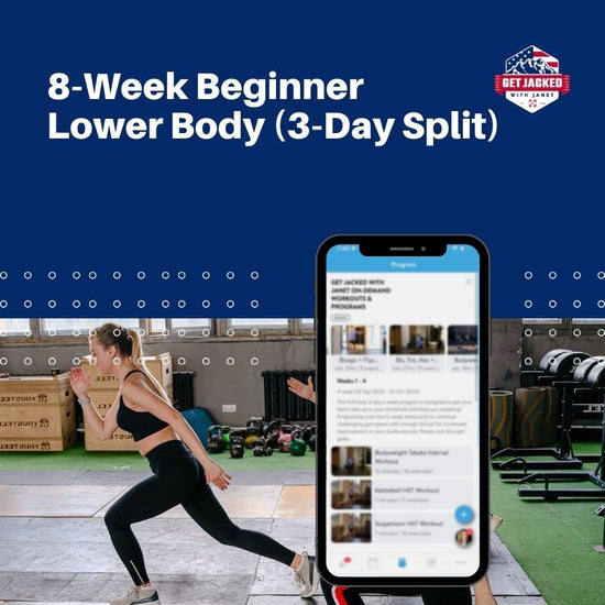 Woman working out with an image of a smart phone and a fitness app.