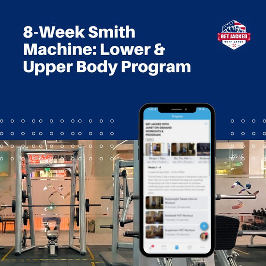 Image of gym equipment with a phone that is displaying a fitness app. 