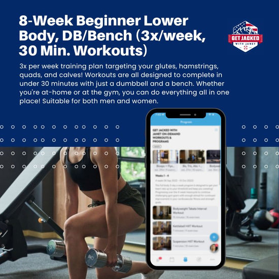 8-Week Beginner Lower Body, DB/Bench (3x/week, 30 Min. Workouts)