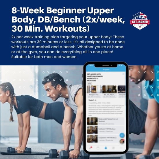 8-Week Beginner Upper Body, DB/Bench (2x/week, 30 Min. Workouts)
