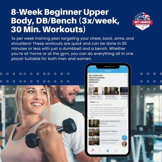 8-Week Beginner Upper Body, DB/Bench (3x/week, 30 Min. Workouts)