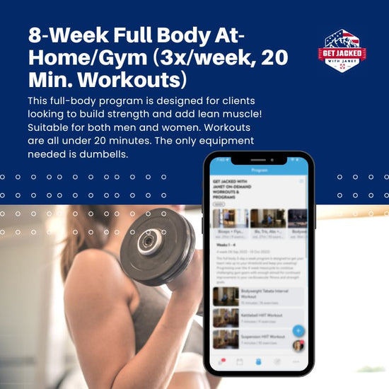 8-Week Full Body At-Home/Gym (3x/week, 20 Min. Workouts)