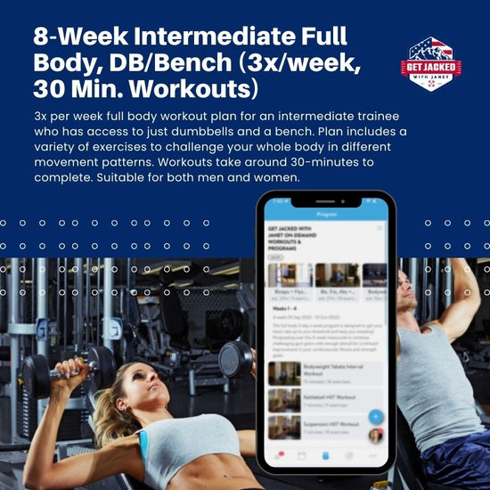 8-Week Intermediate Full Body, DB/Bench (3x/week, 30 Min. Workouts)