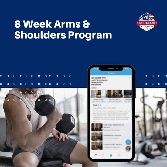 Person exercising with dumbbells in a gym setting, smartphone displaying a fitness app on screen.