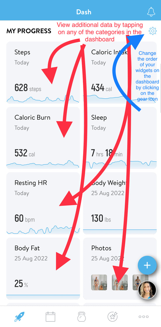 a screenshot showing how to View Daily progress Data & progress data Over Time