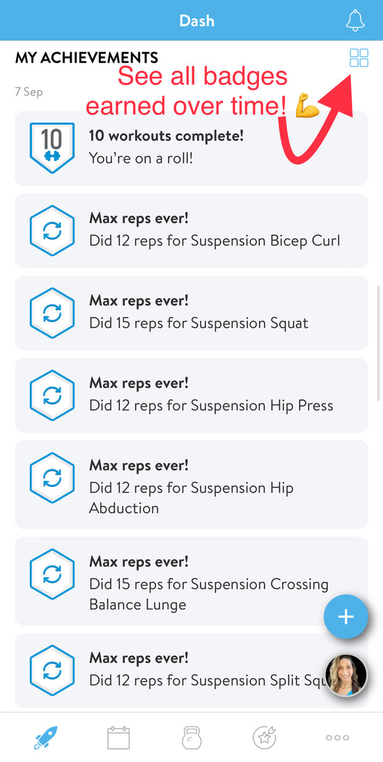 screenshot of Viewing Badges Earned for completing habit and more in the app