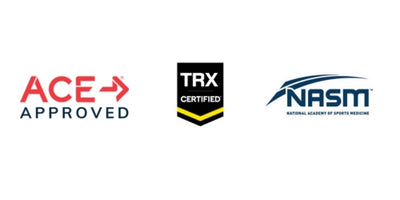 American Council on Exercise, TRX Certified and National Academy of Sports Medicine logos 